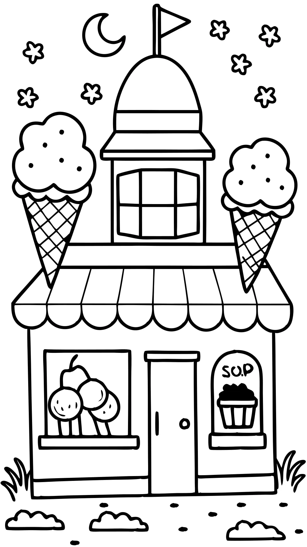 ice cream shop coloring page